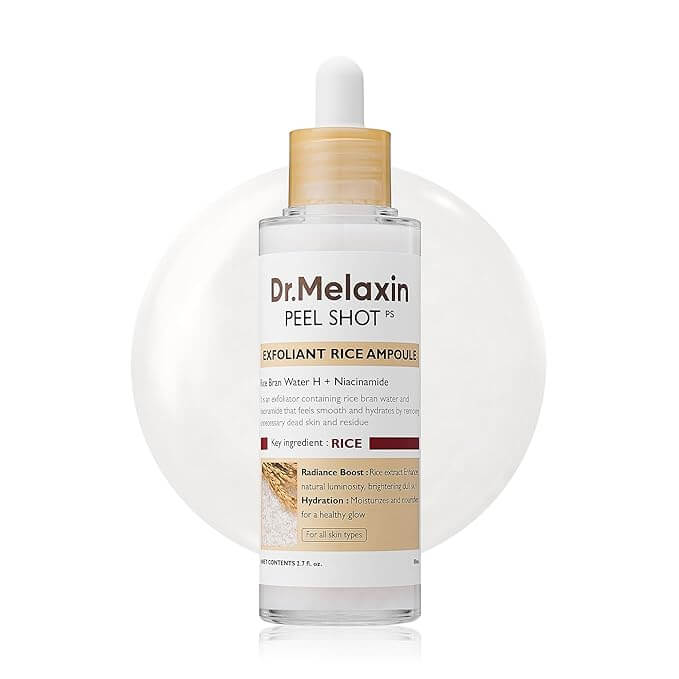 Dr. Melaxin peel shot ampoule bottle on a white background