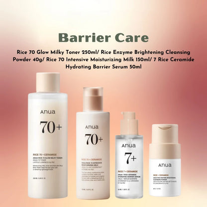Anua Rice Hydrating Whitening Set Rice 70 Glow Milky Toner Face Acne Moisturizing Milk Lotion 7 Hydration Serum Daily Skin Care