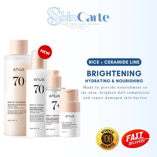 Anua Rice Hydrating Whitening Set Rice 70 Glow Milky Toner Face Acne Moisturizing Milk Lotion 7 Hydration Serum Daily Skin Care